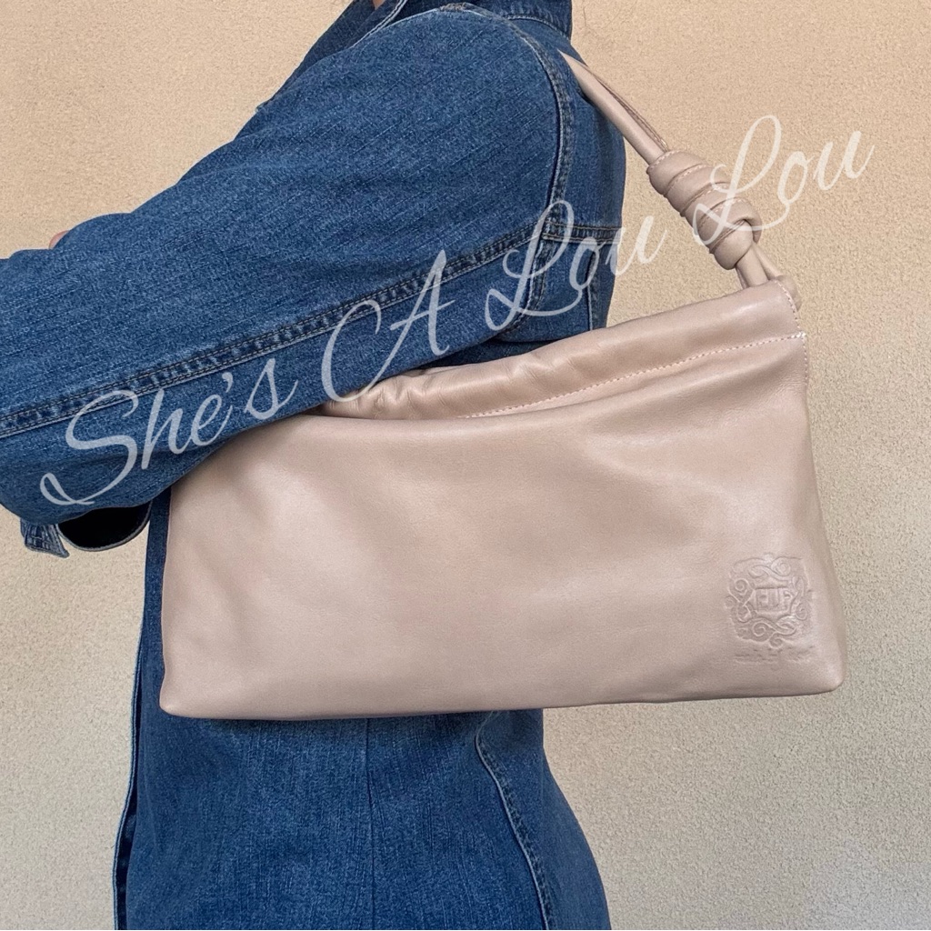 Bali Elf Anastasia Ruched Leather Mini Minimalistic Day Bag In Soft Pink/Ivory